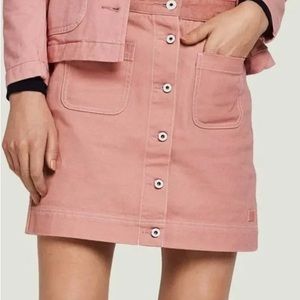 Pink Button-Front Women's Skirt